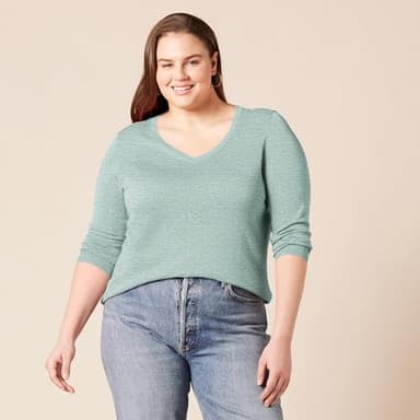 Amazon Essentials Women's Regular-Fit Lightweight Long-Sleeve V-Neck Sweater (Available in Plus Size), Sage Green Heather, XX-Large - Image 6