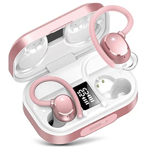 KT1 Wireless Earbuds, Sports Bluetooth Headphones, 120Hrs Playtime Ear Buds for Small Ear, IPX7 Waterproof Running Headphones, Deep Bass, Over Ear Sport Wireless Bluetooth Earphones for Android iOS - Image 1