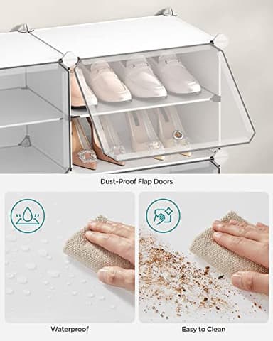 SONGMICS Shoe Rack Organizer, 6-Tier Shoe Storage Cabinet for Closet and Entryway, Holds 24 Pairs of Shoes, Adjustable, White ULPC033W01 - Image 7