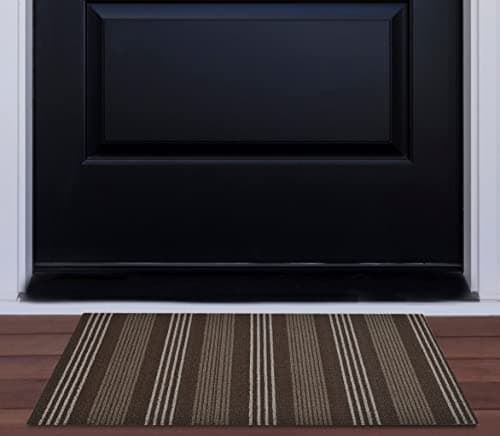 Nautica - PVC Loop Utility Mats | Indoor/Outdoor | Slip-Resistant | Mat for Kitchen, Garage, Laundry Room, Foyer, & More | Stripe Modern Design Doormat | Measures - 16 x 24 | Brown - Image 1