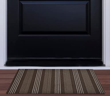 Nautica - PVC Loop Utility Mats | Indoor/Outdoor | Slip-Resistant | Mat for Kitchen, Garage, Laundry Room, Foyer, & More | Stripe Modern Design Doormat | Measures - 16 x 24 | Brown - Image 1