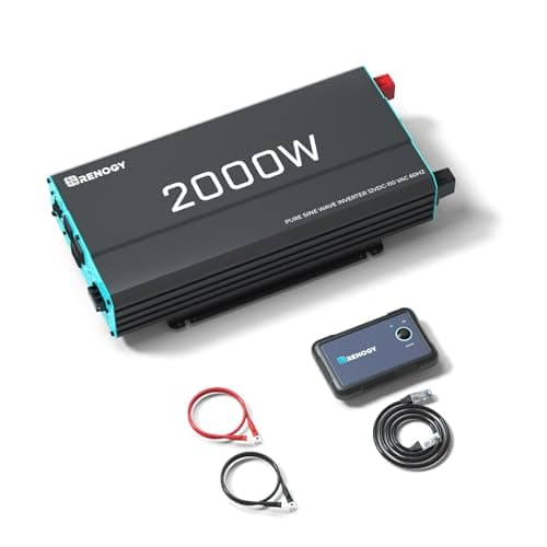 Renogy Inverter P2 2000W Pure Sine Wave Inverter 12V DC to 110V AC Converter, Off-Grid Solar Power Inverters for Vehicles, Truck, RV, Home, with Built-in 5V/2.1A USB / Hardwire Port, Remote Controller - Image 1