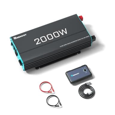 Renogy Inverter P2 2000W Pure Sine Wave Inverter 12V DC to 110V AC Converter, Off-Grid Solar Power Inverters for Vehicles, Truck, RV, Home, with Built-in 5V/2.1A USB / Hardwire Port, Remote Controller - Image 1