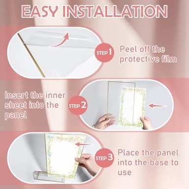 12 Pack Acrylic Sign Holder 5x7, Clear Picture Frame and Flyer Holder, Double Sided Gold Frame Acrylic Frame for Wedding Table Sign Display - Image 6