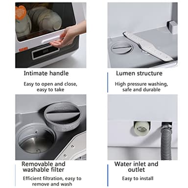 JLYNOWPT Countertop Dishwasher Portable Counter Dishwasher with 3 Washing Programs Small Dish Washer with Removable Filter and Air-Cooled Drying for Apartments, Dorms and Rvs - Image 5