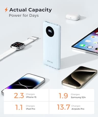 JOYFAR Portable-Charger-Power-Bank Travel Essentials Battery Pack USB C 10000mAh Built in Cable 22.5W Phone Fast Charging Powerbank Compatible with iPhone 16 15 14 13 12 11 iPad Samsung Google (Blue) - Image 6