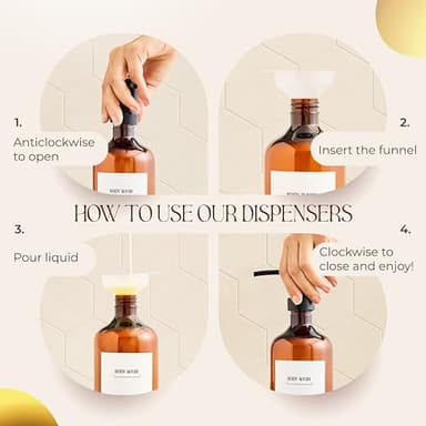 PALAKI – Shampoo and Conditioner Dispenser Set of 3 – Modern 19.6 oz Amber Shower Dispenser - Plastic Durable Containers, Space-Saving Design, Ideal for Organized Shower Experience - Image 3