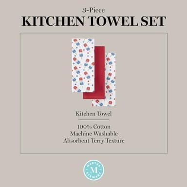 Martha Stewart Americana Stripesicle Ice Pop Holiday Kitchen Towels 3-Pack Set, 100% Cotton, Absorbent, Patriotic USA America Decor, Red/White/Blue, 16"x28" - Image 5