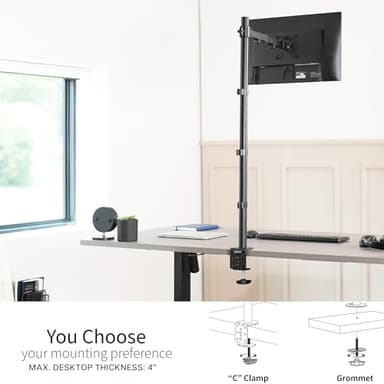 VIVO Extra Tall Single Monitor Desk Mount, 39 inch Pole VESA Stand for 13 to 32 inch Screens and up to 38 inch Ultrawides, Holds 22 lbs, Black, STAND-V011 - Image 9