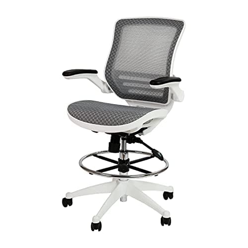 Flash Furniture Waylon Mid-Back Swivel Office Chair with Adjustable Foot Ring and Seat Height, Ergonomic Mesh Chair with Armrests, Gray/White - Image 1