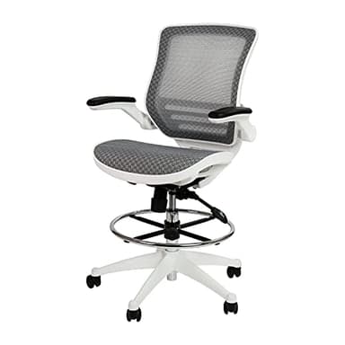 Flash Furniture Waylon Mid-Back Swivel Office Chair with Adjustable Foot Ring and Seat Height, Ergonomic Mesh Chair with Armrests, Gray/White - Image 1