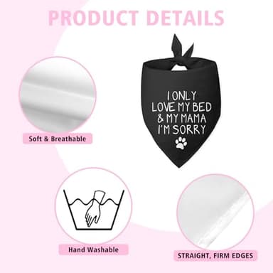 I Only Love My Bed and My Mama Puppy Dog Scarf I Love My Mom Dog Bandana Funny Cute Black Dog Bandana Photo Prop Pet Scarf Accessories for Pet Dog Lovers Dog Mom Gifts - Image 6