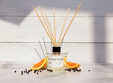 Outdoor Fellow Pepper and Orange Reed Diffuser Set - Orange, Pepper and Bergamot Scented Reed Diffuser for Home, Home Freshener Diffuser with Sticks, Long Lasting Fragrance, 4 fl.oz. - Image 2