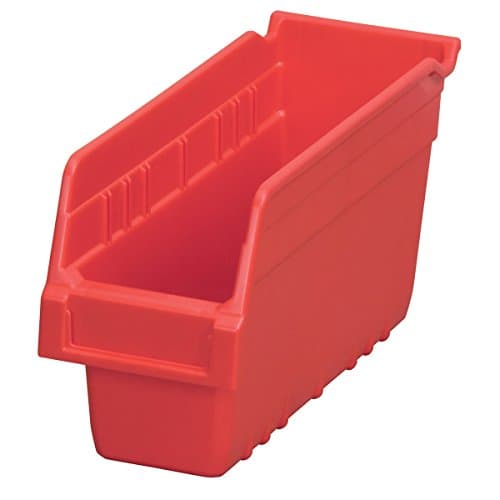 Akro-Mils 30040 ShelfMax Plastic Nesting Shelf Bin Box, 12-Inch Length x 4-Inch Width x 6-Inch Height, Case of 16, Red - Image 1