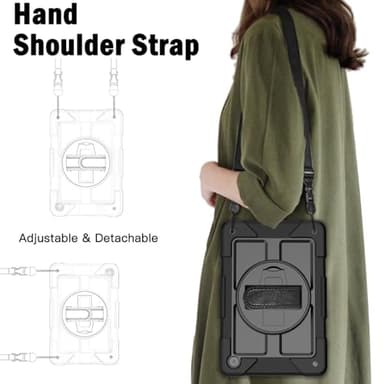 BMOUO for Samsung Galaxy Tab A9+ Plus Case 11" 2023 (SM-X210/X216/X218), Shockproof Galaxy Tab A9 Plus Case with Rotating Stand and Hand/Shoulder Strap, Black - Image 8