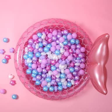 GOGOSO Ball Pit Balls,Plastics Balls for Ball Pit, Stars Hearts Shape for PastelBall for Toddlers Kids Pearl Pink+Blue+Purple+White,200pcs - Image 6