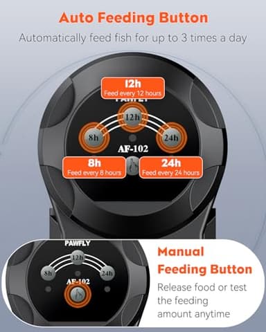 Pawfly Automatic Fish Feeder for Aquarium - Auto Vacation Timer Fish Food Dispenser for Pellets, Flakes & Strips, 100/200 ml Adjustable, Battery Operated (Battery Not Included) - Image 3