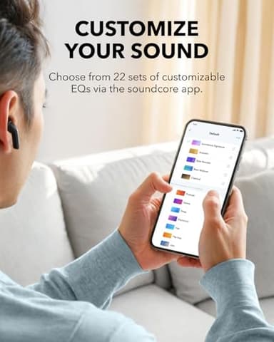 Soundcore K20i by Anker, Semi-in-Ear Earbuds, Bluetooth Wireless, 36H Playtime, Fast Charge, Clear Sound, Comfortable Fit, ENC 2-Mic Clear Calls, Custom EQ, IPX5, Bluetooth 5.3, App Control - Image 7