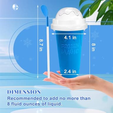 Slushie Cup, 2 Pack Slushy Maker Cup, Frozen Magic Squeeze Cups for Juice Milk Yogurt Ice Cream Make, DIY Smoothie Cooling Cup with Lid & Straw for Kids Friends Family (Blue+Green) - Image 6