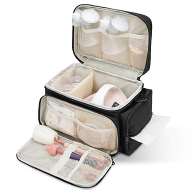 Breast Pump Bag Fit for Spectra S1 and S2, Pumping Bag with Waterproof Mat for Pump Accessories, Portable Pump Carrying Case for Work, Travel and Family Use, Black - Image 3