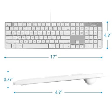 Macally Ultra-Slim USB Wired Keyboard with Number Keypad for Apple Mac Pro, MacBook Pro/Air, iMac, Mac Mini, Laptop Computers, Windows Desktop PC Laptops, Silver (SLIMKEYPROA) - Image 3