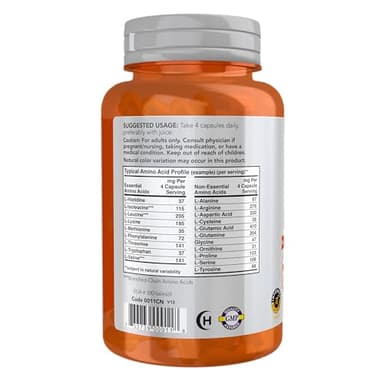 NOW Sports Nutrition, Amino Complete™, Protein Blend With 20 Aminos and B-6, 120 Veg Capsules - Image 3