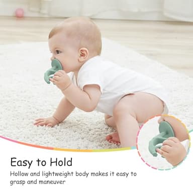 Teething Toys 3 Months Up with Clip Strap, Mombella Elephant Teethers for Babies3 Months+, Soft Silicone Infant Chew Toy, Baby Teething Relief, Ideal Newborn Gifts, Green - Image 4