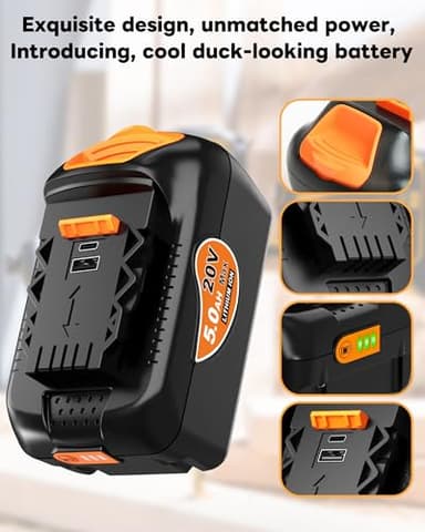 20V 5.0Ah Battery Replacement for Dewalt 20V MAX Battery and DCB104 Battery Charger Combo, Compatible with Dewalt 12-20V Batteries and 20V Cordless Tools (3-Pack) - Image 5