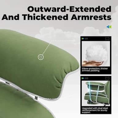 COMHOMA Big and Tall Office Chair, High Back Leather Gaming Chair with Footrest, Executive Ergonomic Office Chair with Pocket Spring Lumbar Support and with Outward Fixed Soft Armrests - Image 6