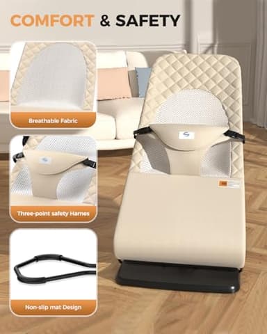 Pesticide Baby Bouncer, Bouncer Seat for Babies 0-12 Months,Ergonomic Baby Seat Breathable and Comfortable Cushion with 3-Height Adjustments, Pesticide Infant Rockers Portable Folding and Detachable - Image 3
