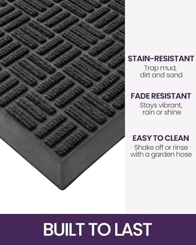 DEXI Front Door Mat Outside Entrance, 4x6 ft Large Rubber Entry Doormat Heavy Duty, Welcome Mats Non Slip for Inside House Floor Entryway Double Doors Exterior Patio, Maze Black - Image 3