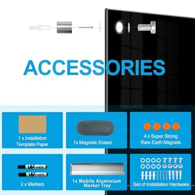 KIZZBY Black Glass Dry Erase Board - Magnetic Blackboard for Wall, 48"x36" Large Frameless Black Whiteboard for Office, Home & School - Image 6