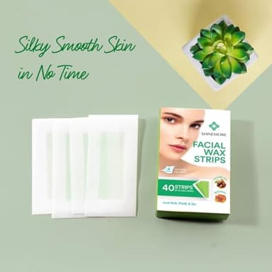 ShineMore Facial Wax Strips for hair removal - Hypoallergenic for All Skin Types - - Gentle and Fast-Working for Face, Eyebrow, Upper Lip, and Chin (40 Women Wax Strips + 4 Calming Oil Wipes NATURE NATION Ingredients ) - Image 5