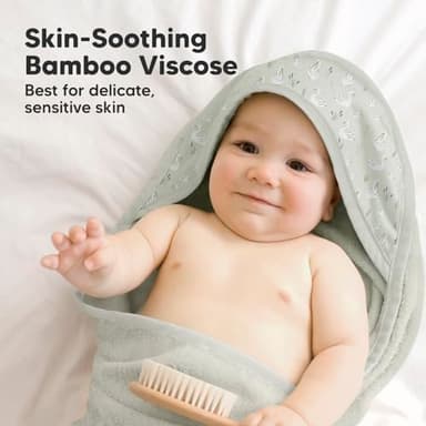 KeaBabies Hooded Baby Towel for Newborn - Viscose Derived from Bamboo Large Baby Bath Towels with Hood for Boys, Girls, Toddler, Extra Absorbent & Soft Newborn Bath Essentials (Serenity) - Image 3