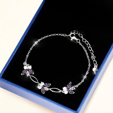 Gifts for Birthday,Holiday,Anniversary,Butterflies Bracelet Sterling Silver Jewelry Adjustable and Charming Link Bracelet for Women Ideal Gifts for Her (Colorful) - Image 6