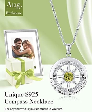 S925 Necklace Gift for Wife |Compass Jewelry |Women Anniversary |Sterling Silver |Girlfriend Birthday Gifts for Her Valentines |I'd be Lost without You |Jewel 18K Gold - Image 4