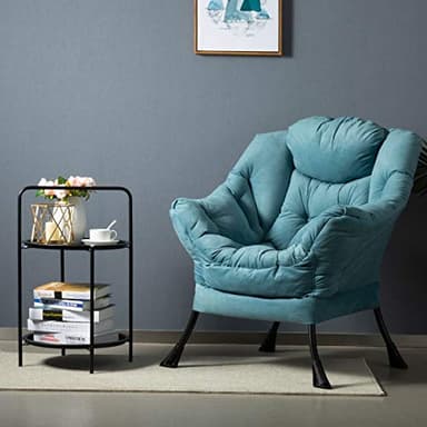 HollyHOME Lazy Chair with Armrest and Side Pocket, Comfy Accent Lounge Chair,Leisure Sofa Armchair for Living Room, Bedroom, Dorm, or Small Spaces, Oversized Reading Sofa Chair, Textured Blue - Image 9