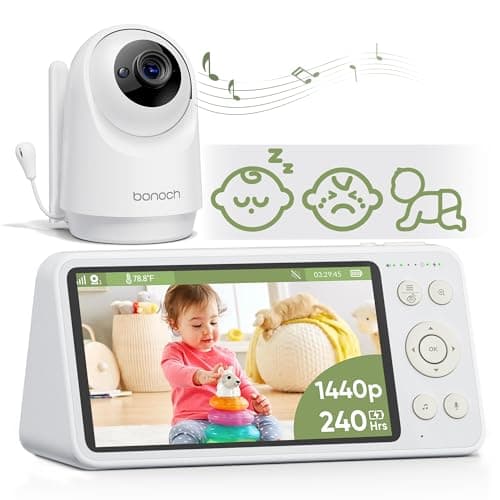 bonoch 1440p Baby Monitor with Camera and Audio, Smart No WiFi Baby Camera, 5.5" Video Monitor, AI Crying/Motion/Turn Over Detect, 240h Lasting, Hack Proof, Auto Night Vision, VOX Mode, White Noise - Image 1