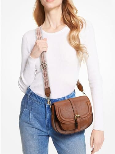 AFKOMST Crossbody Bags for Women,Small Saddle Purse and Boho Cross Body Handbags,Vegan Leather, Brown Guitar Strap - Image 2