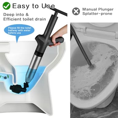 LPZNUYVC Toilet Plunger High Pressure Air Drain Blaster Drains Toilet Unclogger Toilet Plunger Heavy Duty Toilet Plunger Clog Remover Plungers for Toilet Unclog Toilet, Bathroom, Floor Drain (Black) - Image 2