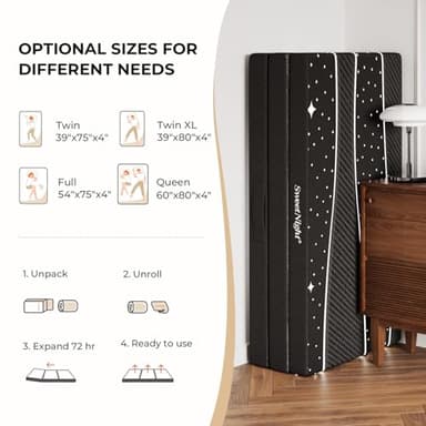 Sweetnight Folding Mattress - 4-inch Twin XL Tri-Fold Mattress with Breathable & Washable Cover | Suitable for Camping, RV & Home Use | Starry Sky Design - Image 5