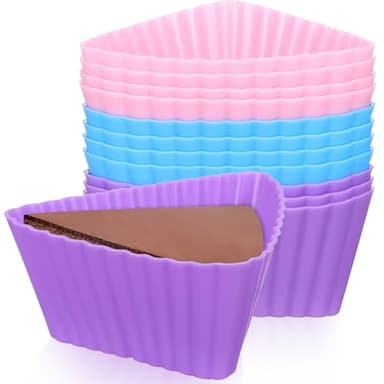 Cabilock 12pcs Silicone Cake Molds Reusable Non-stick Cupcake Liners Muffin Baking Cups Triangle Shape Pudding Jelly Molds for Baking - Image 1