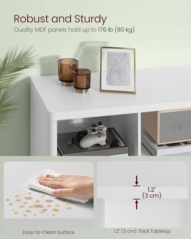 VASAGLE TV Stand for TVs up to 65 Inches, TV Cabinet with Storage Shelves, TV Console Table, Easy to Assemble, for Living Room, Bedroom, Study, Cloud White ULTV111W01 - Image 5