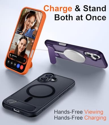 Temdan Magnetic Compatible with iPhone 16 Case, [Built-in Invisible Kickstand][Compatible with MagSafe] [Military Grade Shockproof] Slim Translucent Matte Phone Case for iPhone 16 6.1" - Image 3