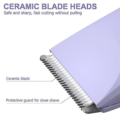 OLOV Electric Body Hair Trimmer - Groin Trimmer for Men - Bikini Trimmer Women - Wet/Dry Shaver Groomer, Replaceable Ceramic Blade Heads, USB Recharge Dock, Waterproof Hygiene Razor,Purple - Image 3