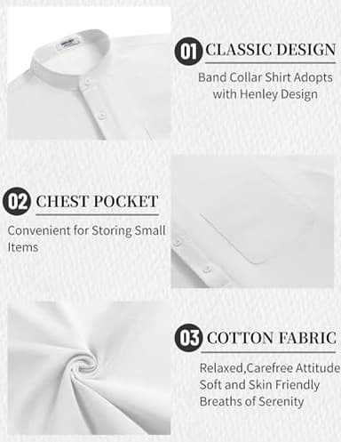 COOFANDY Men's 2 Pieces Cotton Linen Set White Henley Shirt Short Sleeve and Casual Beach Pants Summer Yoga Outfits - Image 5