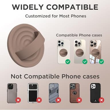 HSAOHD Upgraded Magnetic Phone Grip, Compatible with MagSafe, Silicone Comfy Removable Loop Grip, Phone Grip Finger Ring Holder for Back of Phone for iPhone Pro Max/Plus/16/15/14/13/12, Light Brown - Image 6