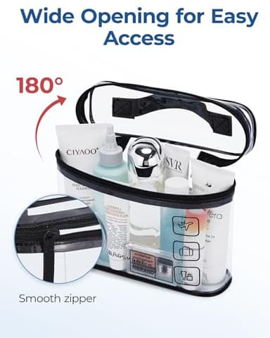 BAGSMART TSA Approved Toiletry Bag, 3 Pack Clear Makeup Cosmetic Bag Organizer, Quart Size Travel Bag for Toiletries, Carry-on Travel Accessories Essentials, Black-3pcs - Image 2