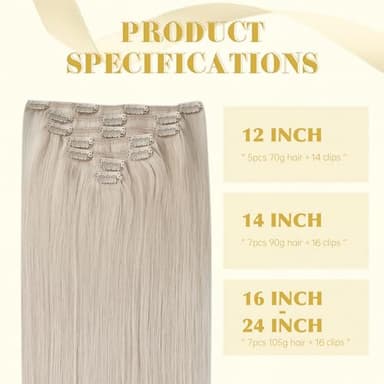 Ve Sunny Clip in Human Hair Extensions Blonde Clip in Hair Extensions, Real Hair Extensions Clip in Human Hair, Long Straight Hair Extensions Clip ins 24inch 7pcs 120g - Image 6