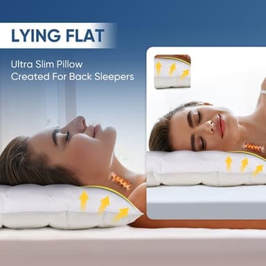 MINUPWELL Ultra Flat Pillows for Sleeping Thin, 7D High Support 2.5 inch Height Ultra Thin Pillows,Slim Bed Pillows for Stomach Sleeper,Standard Size -18x26 in - Image 2